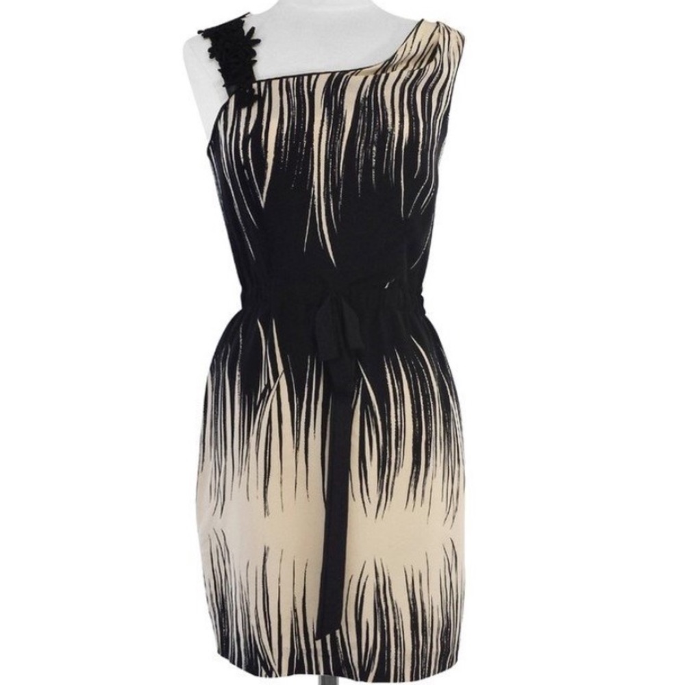 Yoana Baraschi Black and Tan silk dress
